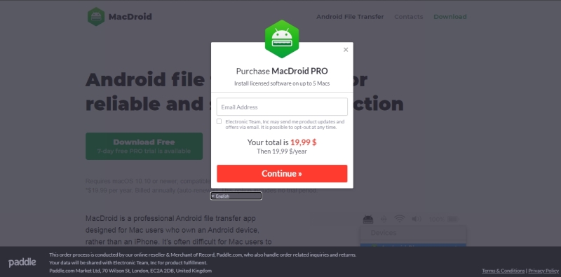 This will start checkout process for discounted MacDroid PRO license This will start checkout process for discounted MacDroid PRO license
