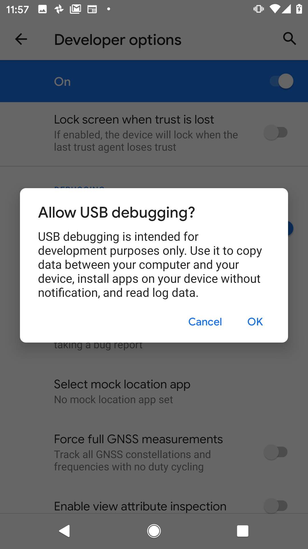 USB debugging mode