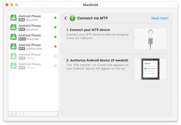 El siguiente paso debe realizarse en un teléfono Android conectado a Mac