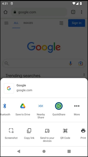 Transfer photos from one Android to another via Quick Share
