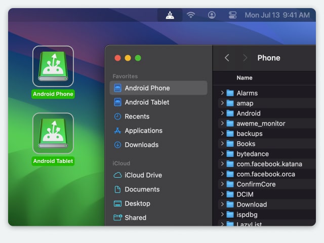 Transfer files between Android and Mac using MacDroid.