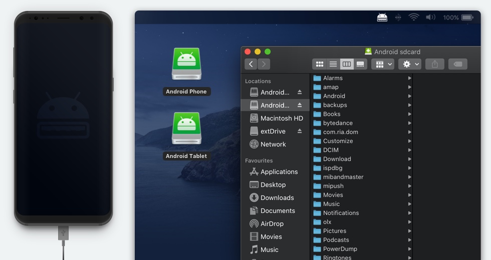 Transfer files between Android and Mac Using MacDroid.